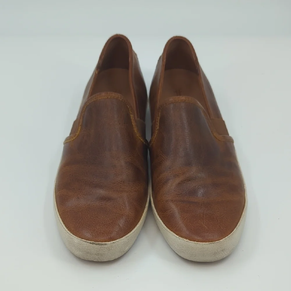 FRYE Dylan Leather Sneakers Cognac Slip-on Sz 9